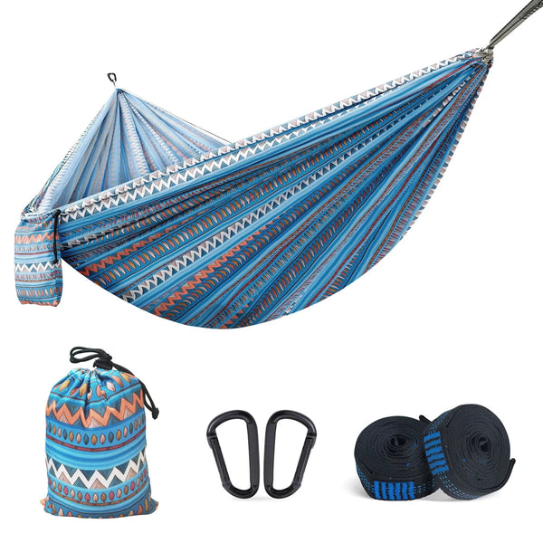 Portable Outdoor Garden Hammocks Quick Open Parachute Cloth Double Travel Camping Sleeping Hanging Hammock Swing Nature Hike
