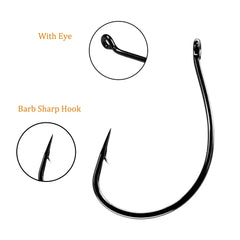 QualyQualy 20pcs Dropshot Hooks #3 #2 #1 #1/0 #2/0 Carbon Steel Barbed Hook For Soft Lures Freshwater Sea Fishing Wacky Hooks