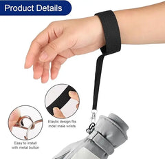 Nylon Ski Glove Leashes with Metal Button Strap Wrist Straps Glove Carrier Sling Clips Gear Winter Snow Sport Skiing Handcuffs