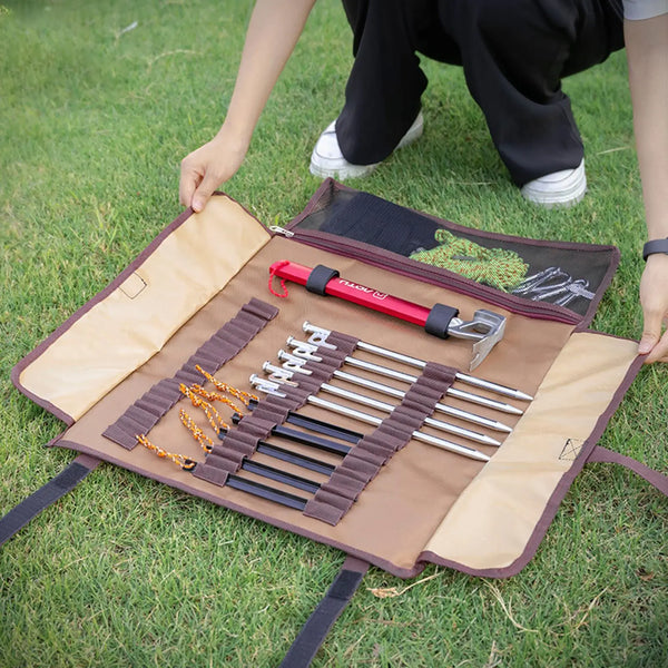 Portable Tent Stakes Storage Bag Tent Pegs Organizer Case Camping Tool Storage Bag for Backpacking Outdoor Camping