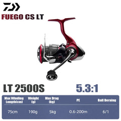 DAIWA 2025 New FUEGO CS LT Spinning Reel 5.3/5.7/6.2:1 175-325g Max Drag 12kg Fishing Reel For Seawater Freshwater