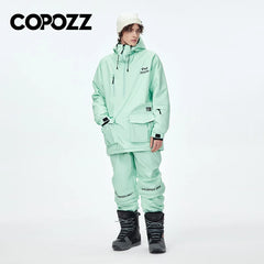 COPOZZ Waterproof Thicken Ski Suit Women Hooded Windproof Ski Jacket Men Winter Sports Warm Ski Pants Outdoor Snowboard Ski Coat