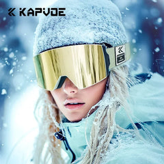 KAPVOE Ski Goggles Double Layers Anti-fog Big Ski Glasses Skiing Mask Snowboard Eyewear Outdoor Men Women UV400 Snow Goggles New