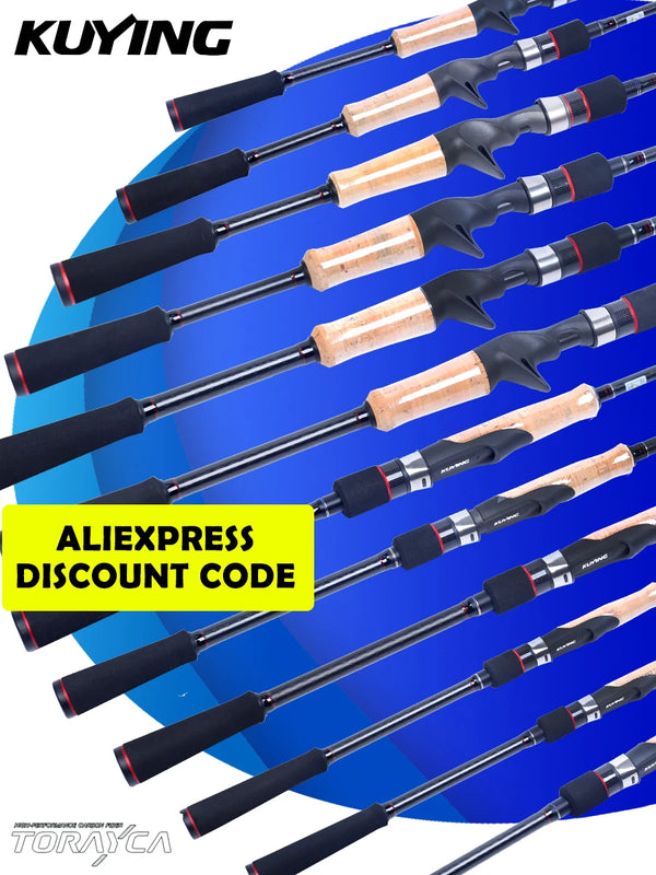 KUYING RAINFOREST 6'3" 6'6" 6'8" 6'10" 7' Fishing Lure Rod Cane Pole Stick Spinning Casting Carbon Regular M ML L Stick Cane