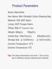 Naturehike lw180 Sleeping Bag Ultralight Cotton Sleeping Bag Spring Summer Sleeping Bag Outdoor Hiking Camping Sleeping Bag