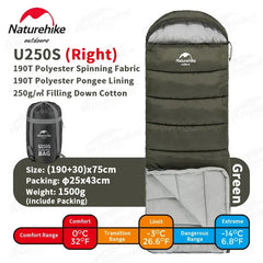 Naturehike Sleeping Bag Ultralight Winter Envelope Spliceable Sleeping Bag for Outdoor Camping Adult Waterproof Cotton Quilt