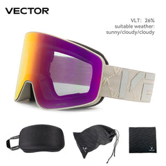VECTOR Brand Double Layer Anti Fog Magnetic Absorption Cylindrical Ski Goggles UV400 Men Women Ski Glasses Snowboard poc glasses