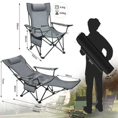 Ultralight Deck Chair Foldable Camping Chair Sun Beach Lounger with  Footrest Adjustable Backrest for Outdoor Fishing Barbecue
