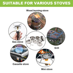 8pcs/Set Camping Cookware Mess Kit Stainless Steel Cooking Pot and Pan Set with Plates Cups for Outdoor Hiking Backpacking