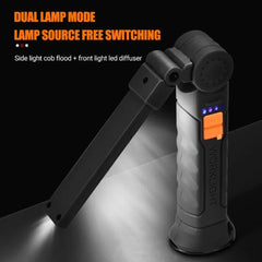 Multifunctional Rotatable Work Light USB Rechargeable Flashlight with Magnet/Hook,Ideal for Auto Repair Inspection and Emergency