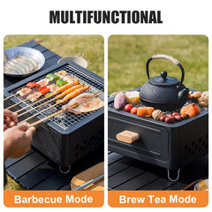 WESTTUNE Outdoor Charcoal Barbecue Grill Non-stick Barbecue Rack Heating Brazier Portable Household Grill Stove for Camping BBQ