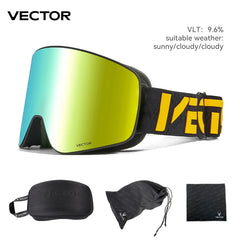 VECTOR Brand Double Layer Anti Fog Magnetic Absorption Cylindrical Ski Goggles UV400 Men Women Ski Glasses Snowboard poc glasses