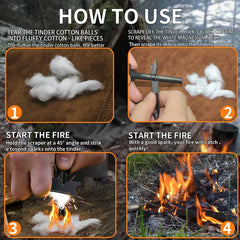 30/60Pcs Fire Starter Cotton Stick Mini Portable Emergency Outdoor Tools Camping Hiking Fireplace,Campfires,Pit Wood
