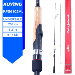 KUYING RAINFOREST 6'3" 6'6" 6'8" 6'10" 7' Fishing Lure Rod Cane Pole Stick Spinning Casting Carbon Regular M ML L Stick Cane