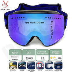 BOLLFO Men Women Snowmobile Spectacles Brand Magnetic Ski Glasses Double Lens Mountaineering Glasses UV400 Anti-Fog Ski Goggles