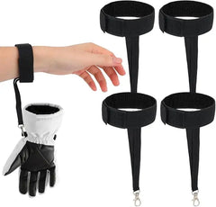 Nylon Ski Glove Leashes with Metal Button Strap Wrist Straps Glove Carrier Sling Clips Gear Winter Snow Sport Skiing Handcuffs