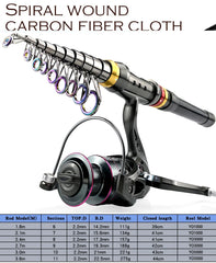 1.8-3.6m Carbon Fiber Fishing Rod And Reel Combo Super Hard Telescopic Fishing Pole Spinning Reel Kit Max Resistance 3-8kg Pesca