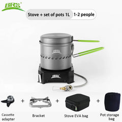 BRS High Efficiency Heat Exchanger Pot 1000/1700ml Outdoor Ultralight Pot Lightweight Camping Stove for Hiking Travel Burner