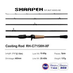 PURELURE SHARPEN Soft Lure Long Spinning and Casting XF/MF Action Rods FUJI Components Bass Pike Rod Fishing Rod Spinning Reel