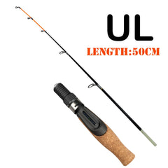UL ML Winter fishing rod soft tip 50cm Ice fishing rod with Flat tip high quality Fiber Glass tip with cork handle