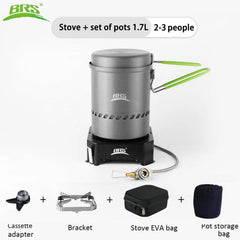 BRS High Efficiency Heat Exchanger Pot 1000/1700ml Outdoor Ultralight Pot Lightweight Camping Stove for Hiking Travel Burner
