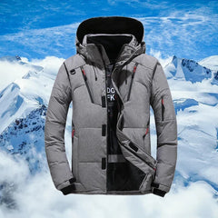 Men's Warm Thermal Ski Down Jackets Windproof  Winter With Hood Snow Coats Jacket Hiking Camping Fishing Windbreaker