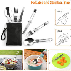 2026 NEW Outdoor Camping Cookware Set for 2-3 Persons Including Folding Pot Kettle with Tableware Portable Backpacking Stove Kit