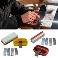 All-in-One Ski Edge Tuner Kit Ergonomic Grip, Diamond Stone & File for Easy DIY Ski & Snowboard Maintenance at Home
