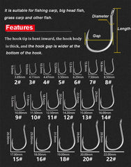 50pcs/Pack Big Eye Fishing Hook Circle Offset Fishhooks Barbed Saltwater High Carbon Steel Fish Hooks For Sea Lake River Fishing