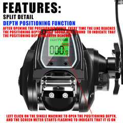 SAMOLLA Large Deep Sea Electronic Fishing Reel Baitcasting Saltwater Waterproof 6.4:1 16KG Drag Catfishing Trolling Metal Base