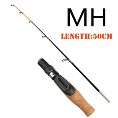 UL ML Winter fishing rod soft tip 50cm Ice fishing rod with Flat tip high quality Fiber Glass tip with cork handle