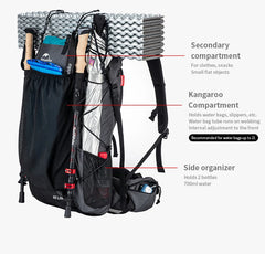 Naturehike Hiking Backpack Outdoor Sports Bag 60+5L Large Capacity Ergonomic Design Backpack Camping Travel Waterproof Bagpack
