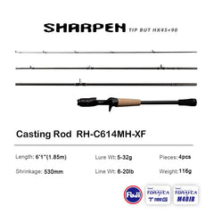 PURELURE SHARPEN Soft Lure Long Spinning and Casting XF/MF Action Rods FUJI Components Bass Pike Rod Fishing Rod Spinning Reel