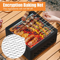 WESTTUNE Outdoor Charcoal Barbecue Grill Non-stick Barbecue Rack Heating Brazier Portable Household Grill Stove for Camping BBQ