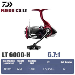DAIWA 2025 New FUEGO CS LT Spinning Reel 5.3/5.7/6.2:1 175-325g Max Drag 12kg Fishing Reel For Seawater Freshwater