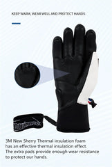 Professional Ski Gloves Snowboard Mittens Waterproof Goatskin Leather Winter Thermal Gloves for Men Women Snow Skiing Snowmobile