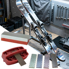 All-in-One Ski Edge Tuner Kit Ergonomic Grip, Diamond Stone & File for Easy DIY Ski & Snowboard Maintenance at Home