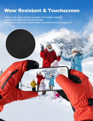 INPAKO Winter Skiing Snowboarding Mittens Gloves Man Waterproof Fleece-Lined Ski Gloves Built-in Wrist Guard for Snowboard