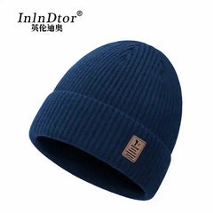 2024 new winter padded warm knitted cap wrapped head cap wool woolen cap men's double thickening set head ski cap