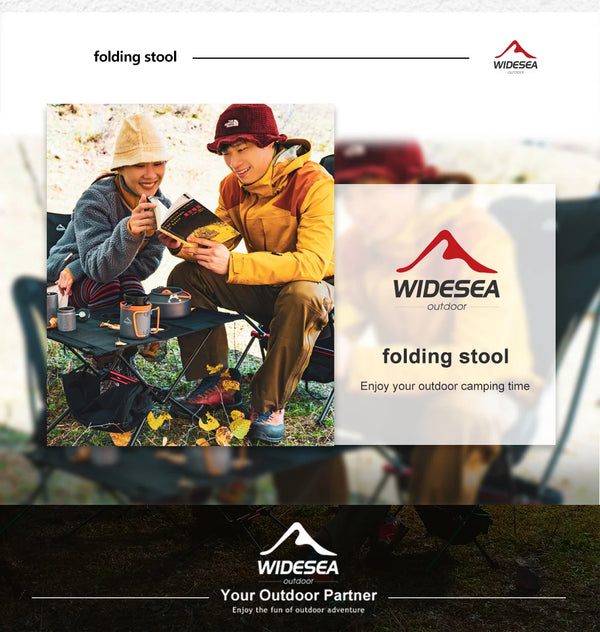 Widesea Camping Stool Foldable Chair Outdoor Fishing Lightweight Zipper Storage Portable Stainless Steel Hiking Travel Furniture