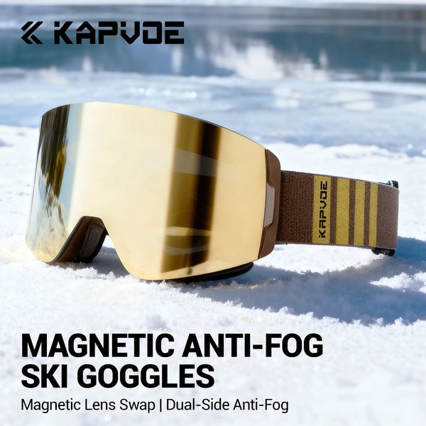 KAPVOE Men Photochromic Ski Goggles OTG Snowboard Glasses Women Anti Fog Magnetic Lens UV400 Protection Snow Sports Eyewear