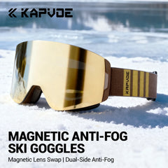 KAPVOE Men Photochromic Ski Goggles OTG Snowboard Glasses Women Anti Fog Magnetic Lens UV400 Protection Snow Sports Eyewear