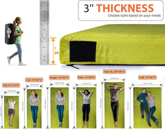 Thick Memory Foam Camping Mattress Sleeping Pad [Car/Tent/Cot] 3 Inch Portable Floor Mat Roll Up for Guests Kids Adult Sleepover
