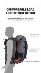 Naturehike Hiking Backpack Outdoor Sports Bag 60+5L Large Capacity Ergonomic Design Backpack Camping Travel Waterproof Bagpack