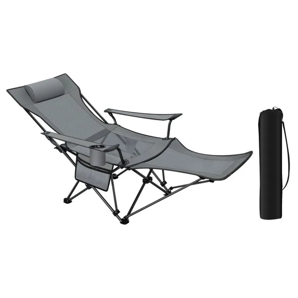 Ultralight Deck Chair Foldable Camping Chair Sun Beach Lounger with  Footrest Adjustable Backrest for Outdoor Fishing Barbecue