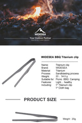Widesea Camping Titanium Tea Cup Clip Outdoor Ultralight Steak Lid Barbecue Antiscalding Tea Tweezer Tableware Toast Tongs