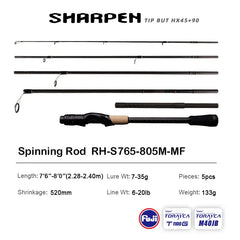 PURELURE SHARPEN Soft Lure Long Spinning and Casting XF/MF Action Rods FUJI Components Bass Pike Rod Fishing Rod Spinning Reel
