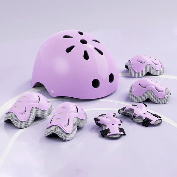 6/7 pcs set Children's Protective Equipment Outdoor Sports Roller Skating Shoes Cycling 2-15 Year Old Safety Helmet Set