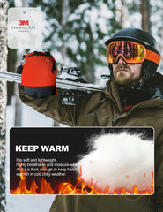 INPAKO Winter Skiing Snowboarding Mittens Gloves Man Waterproof Fleece-Lined Ski Gloves Built-in Wrist Guard for Snowboard