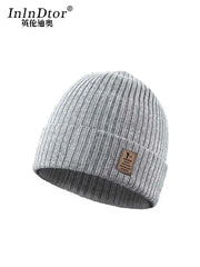 2024 new winter padded warm knitted cap wrapped head cap wool woolen cap men's double thickening set head ski cap